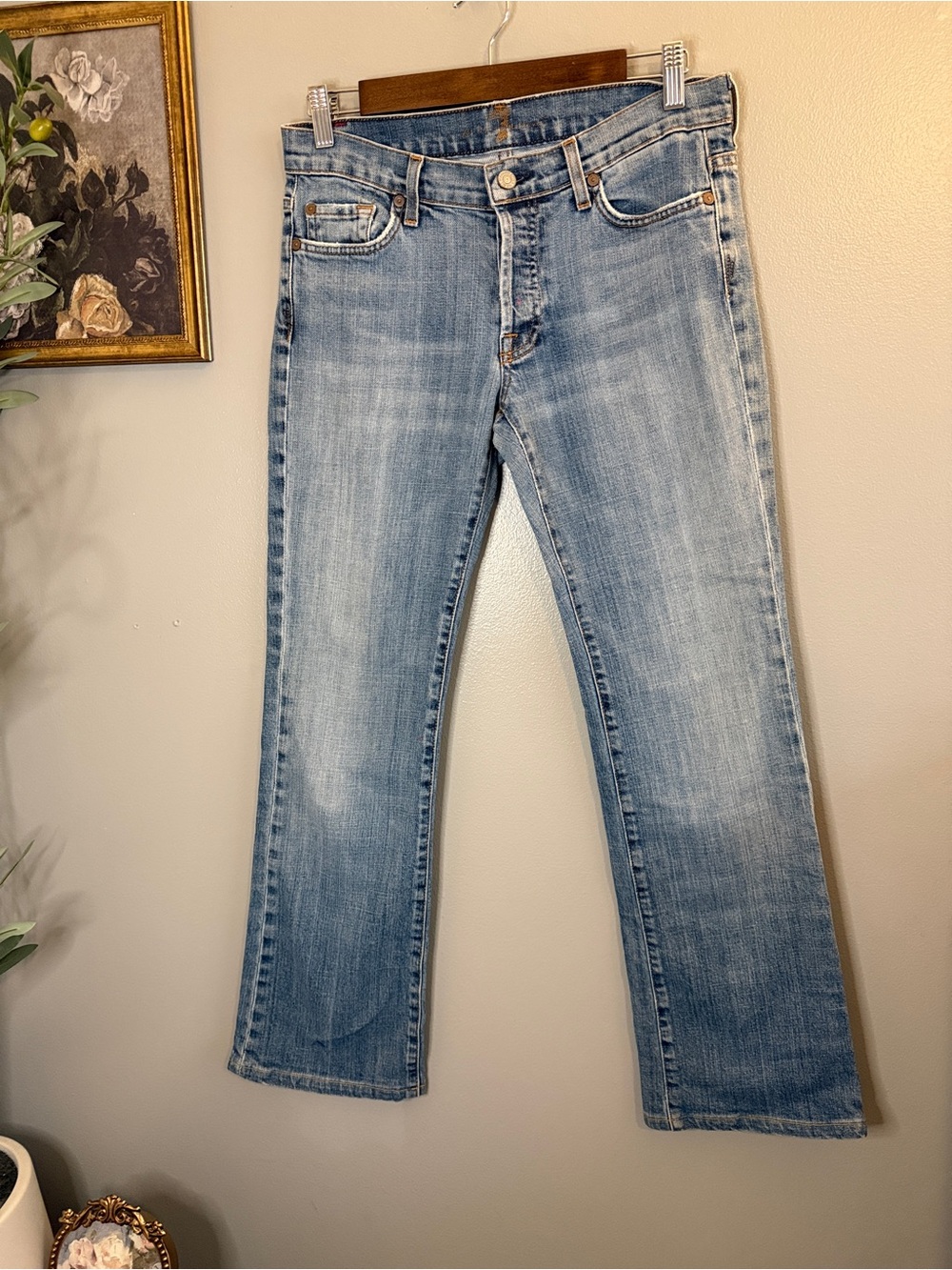 7 For All Mankind Light Blue Boot Cut Jeans - Picture 2 of 10